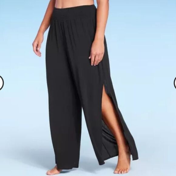 KONA Sol Women's Smocked Waist Side Slit Cover Up Pants NWT Size S 4-6 - Picture 3 of 10